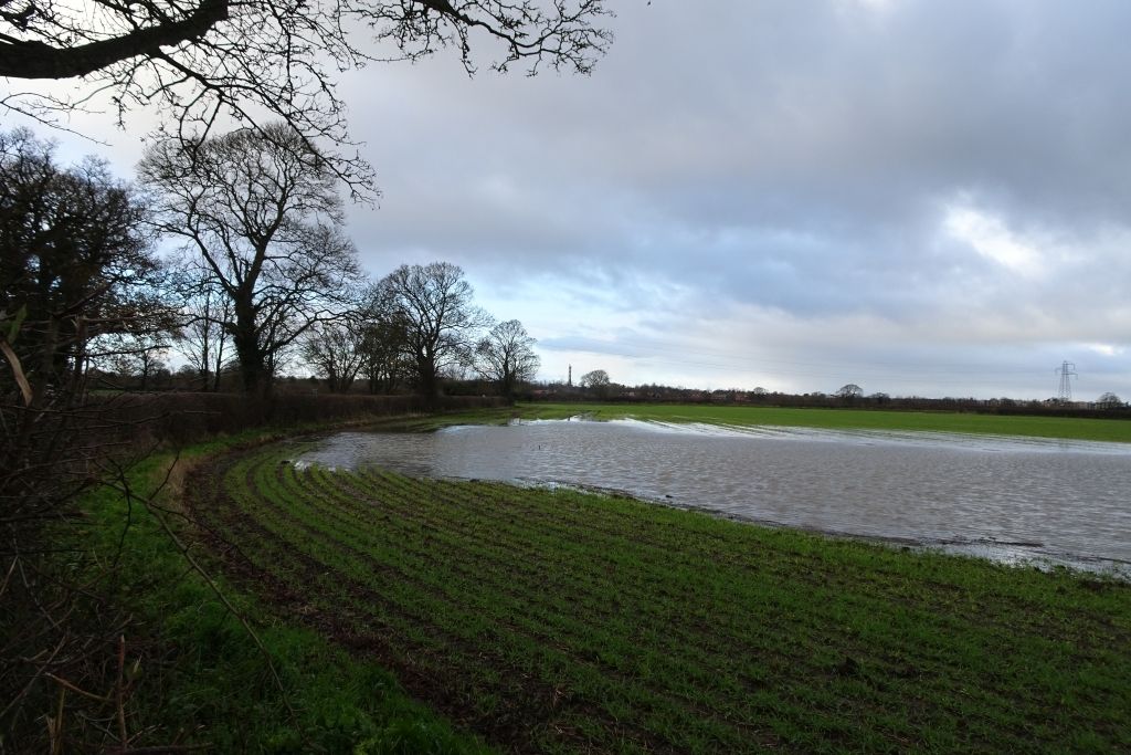 A flooded field in England
