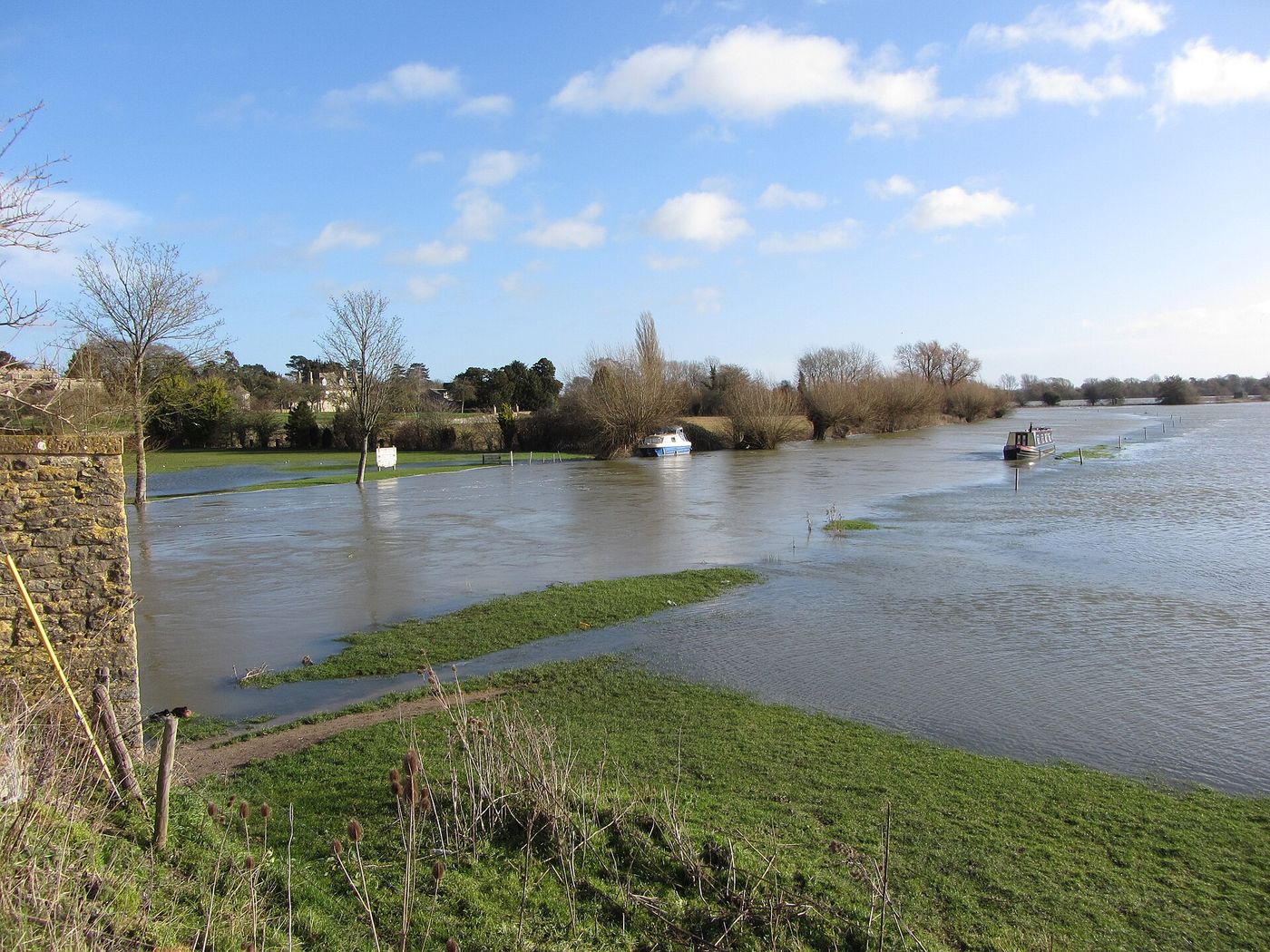 A riverside area in flood